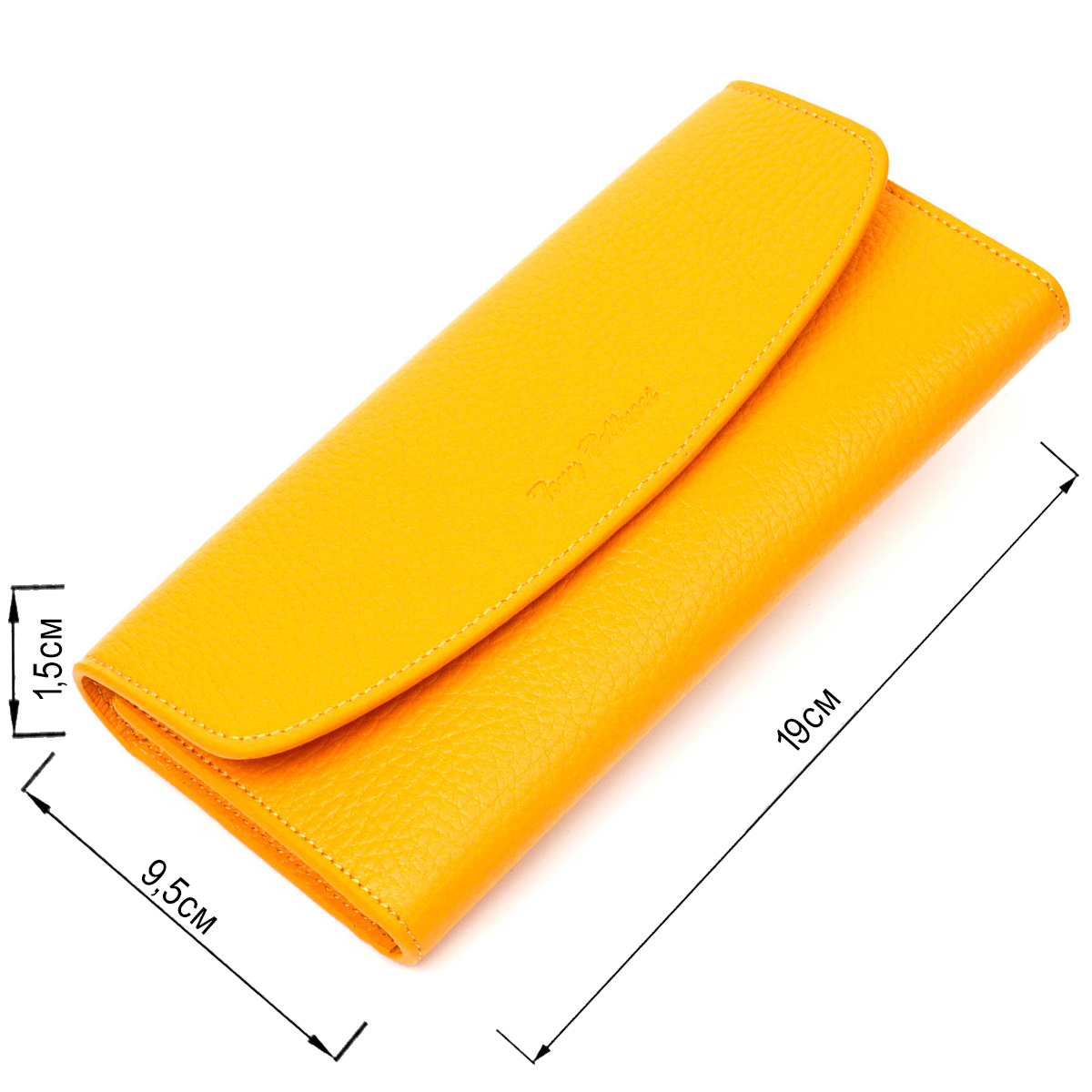 Відмінний жіночий гаманець з монетницею на блискавці з натуральної шкіри Tony Bellucci Жовтий