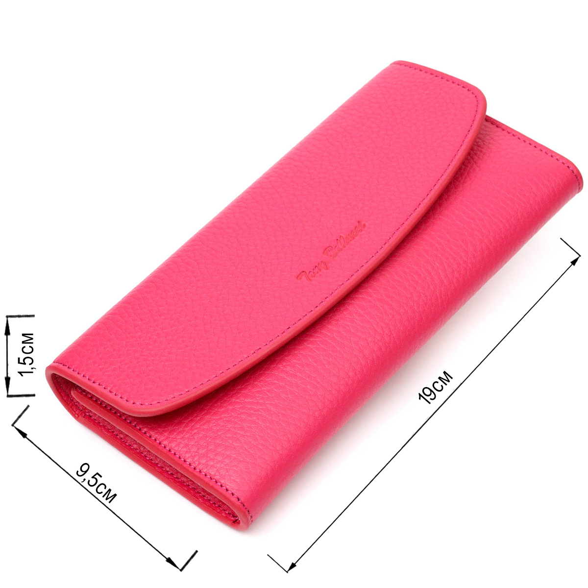 Барвистий жіночий гаманець з монетницею на блискавці з натуральної шкіри Tony Bellucci Фуксія