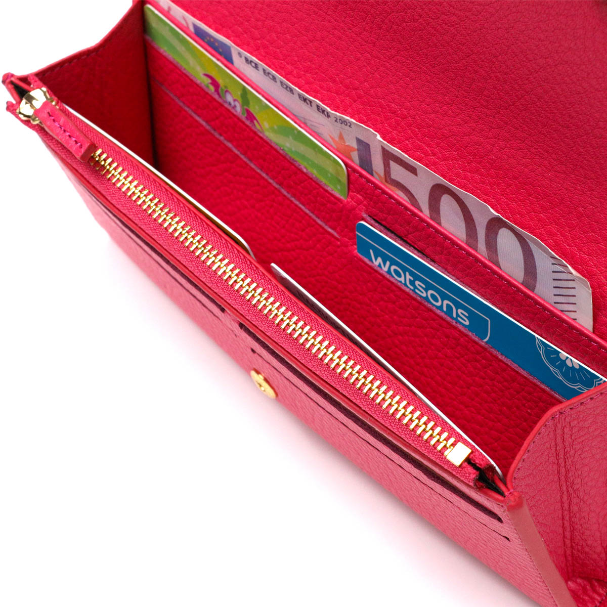 Барвистий жіночий гаманець з монетницею на блискавці з натуральної шкіри Tony Bellucci Фуксія