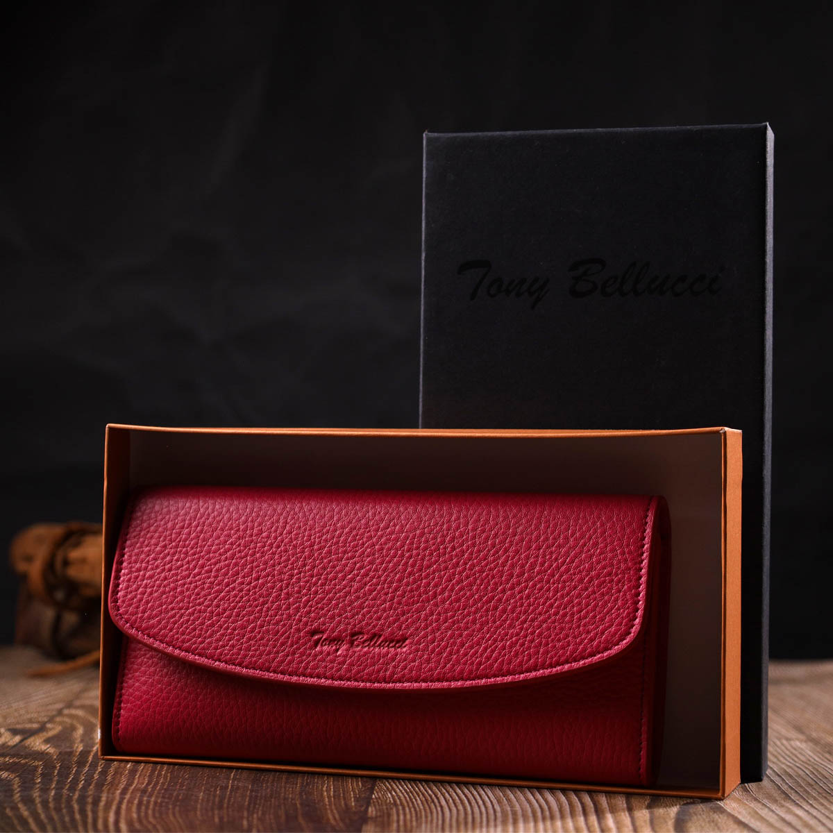 Барвистий жіночий гаманець з монетницею на блискавці з натуральної шкіри Tony Bellucci Фуксія