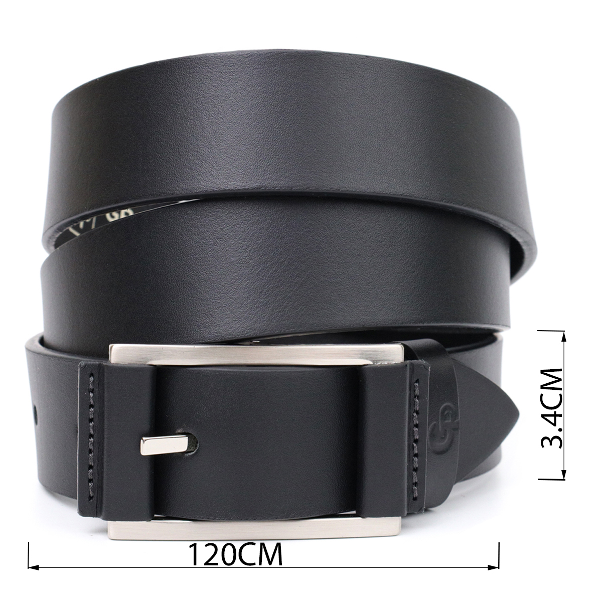 Брючний шкіряний ремінь для чоловіків з квадратною пряжкою GRANDE PELLE Чорний