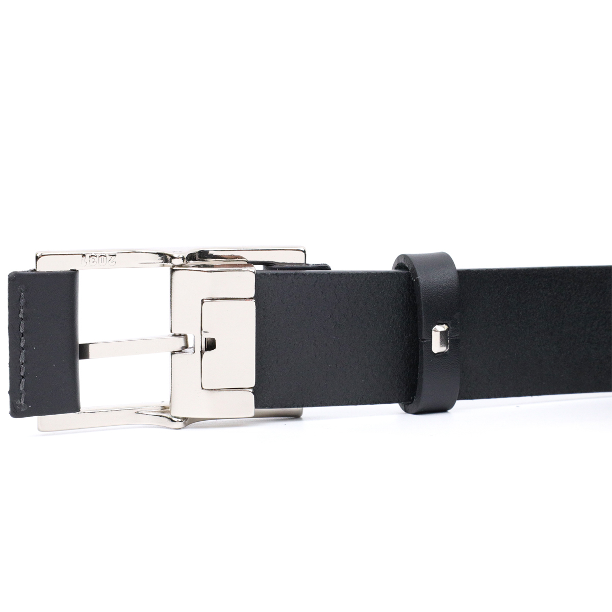 Брючний шкіряний ремінь для чоловіків з квадратною пряжкою GRANDE PELLE Чорний