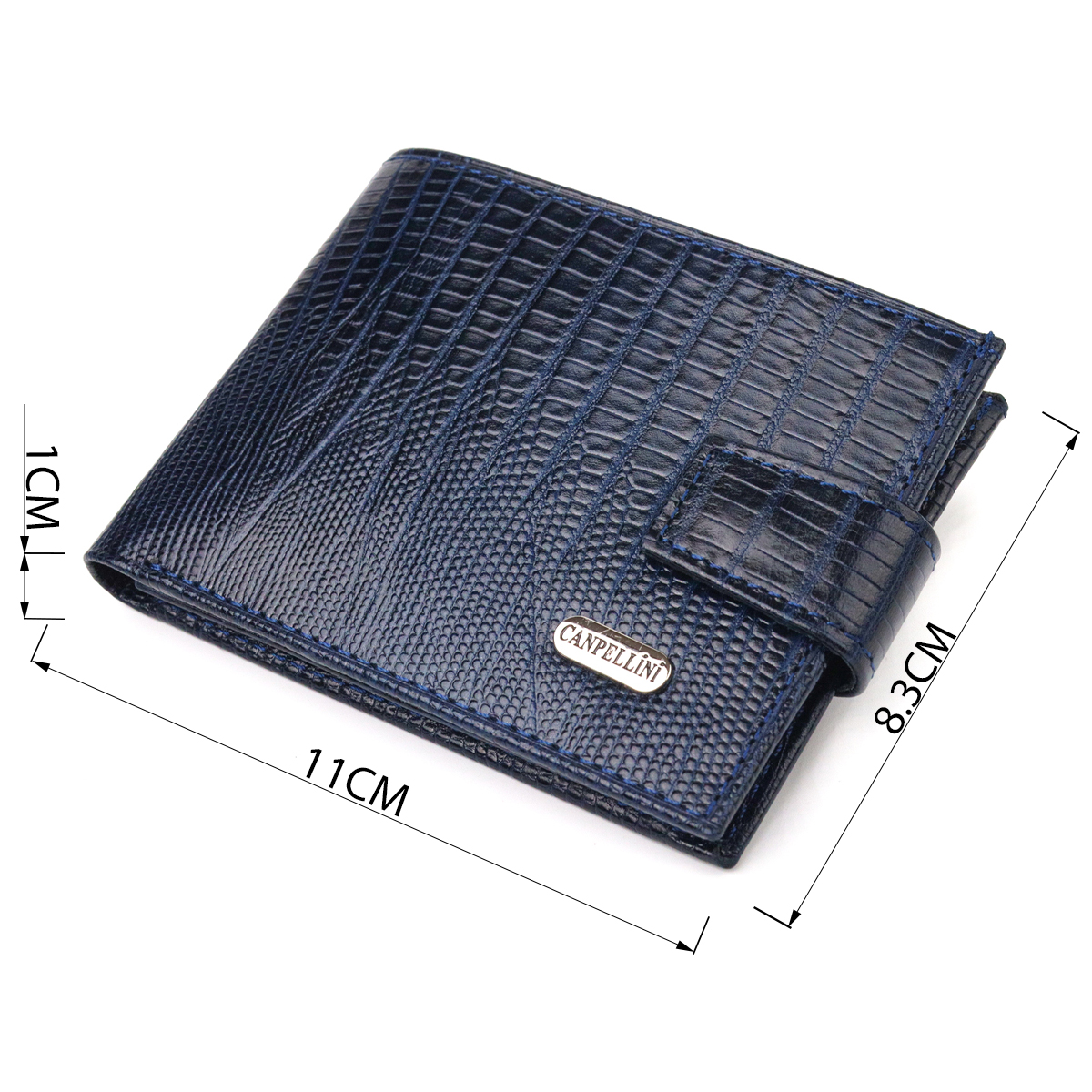 Гідний чоловічий гаманець з натуральної фактурної шкіри CANPELLINI Синій