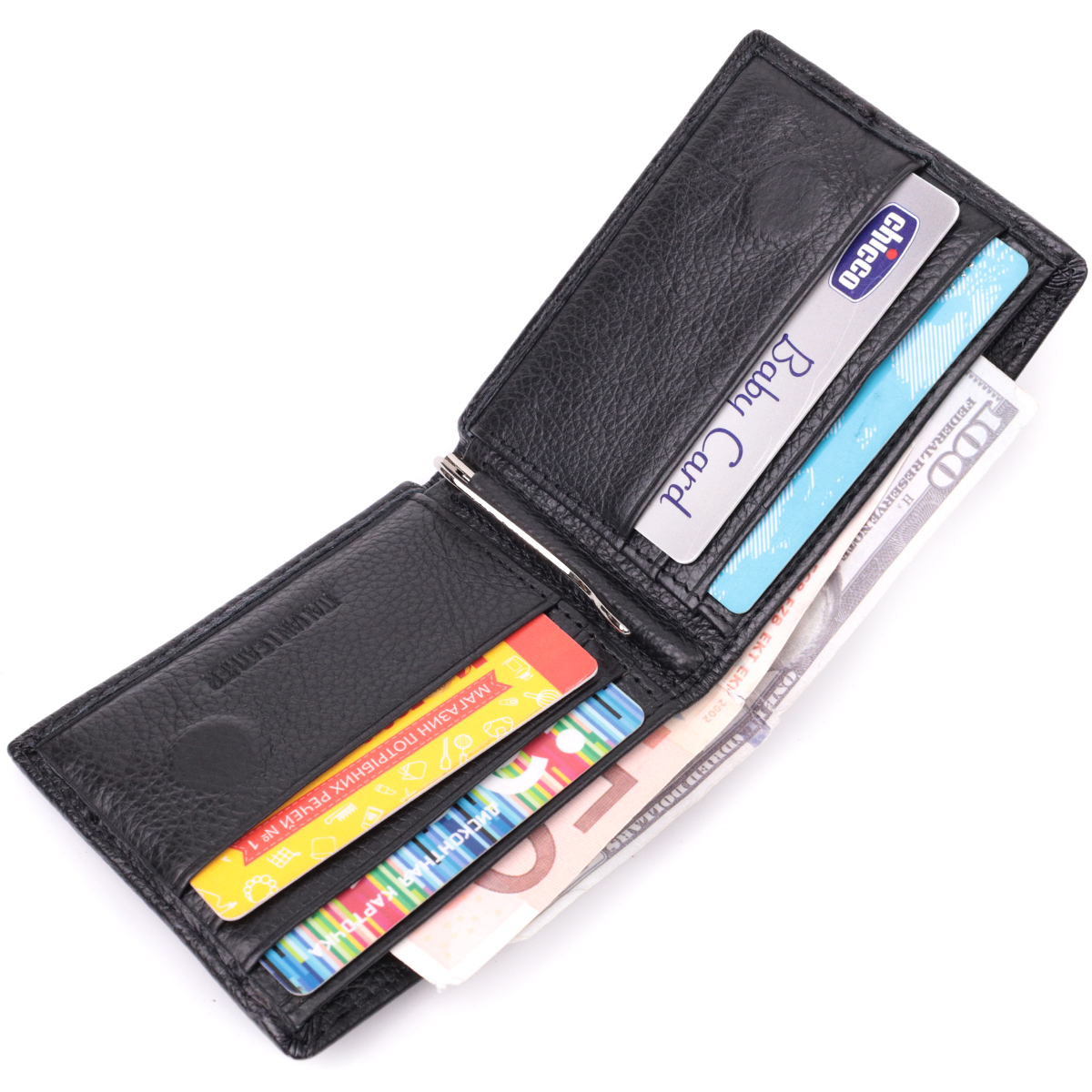 Відмінний затиск із натуральної шкіри ST Leather Чорний