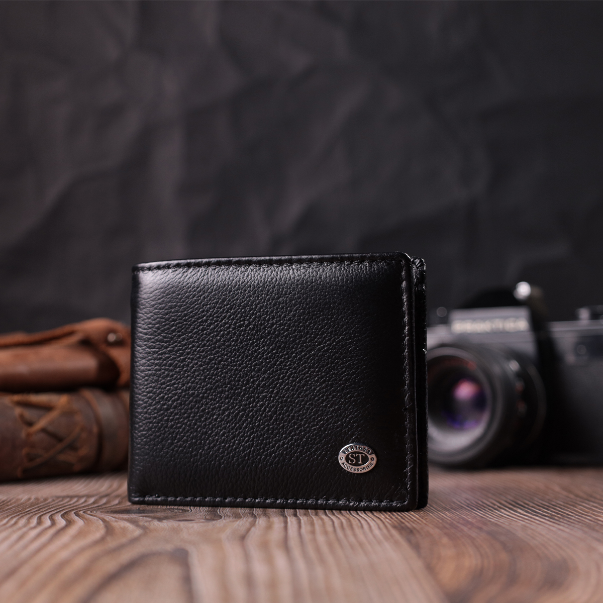 Відмінний затиск із натуральної шкіри ST Leather Чорний