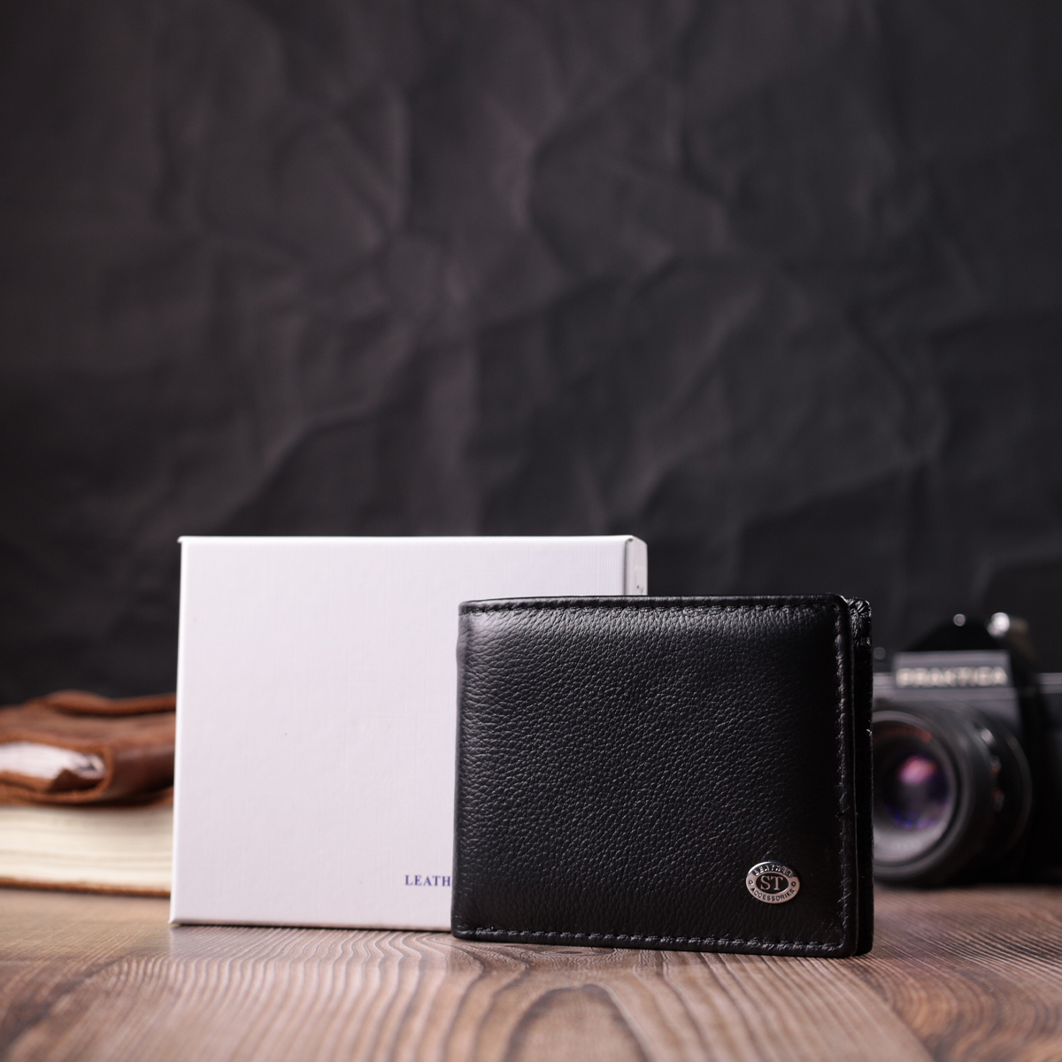 Відмінний затиск із натуральної шкіри ST Leather Чорний