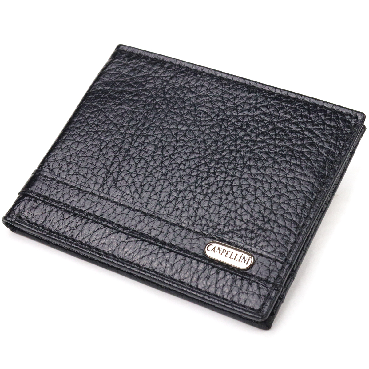 Практичний затиск із натуральної зернистої шкіри CANPELLINI Чорний