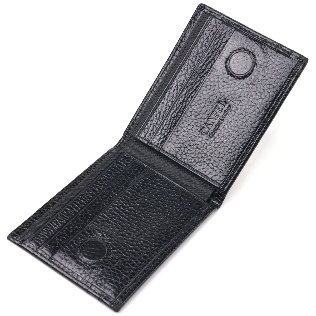 Практичний затиск із натуральної зернистої шкіри CANPELLINI Чорний