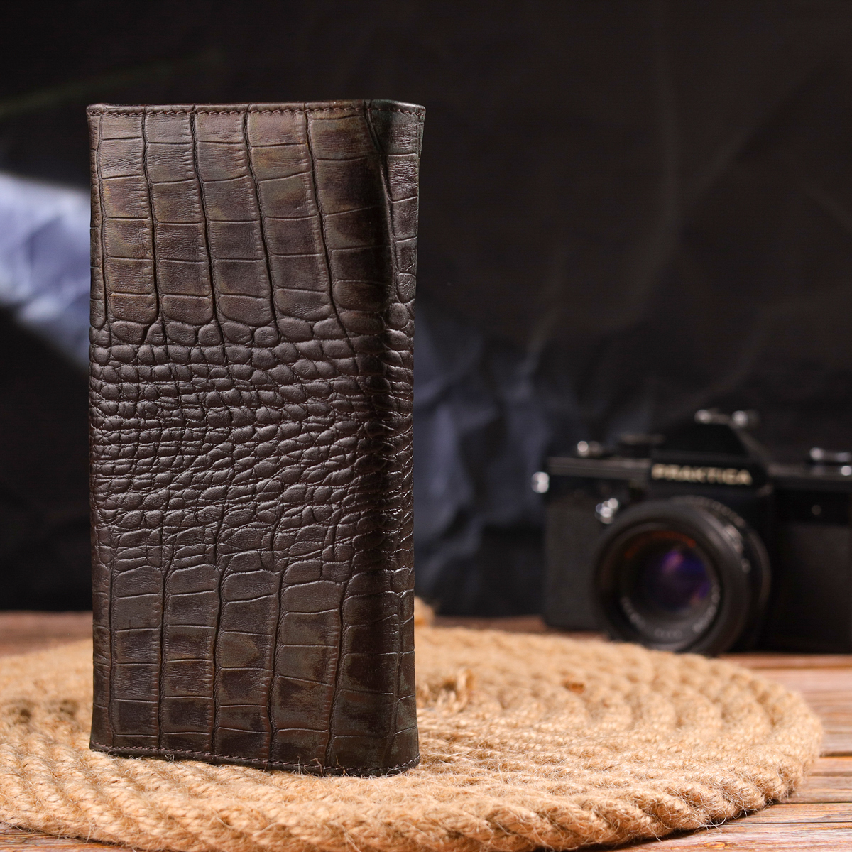 Цікавий жіночий гаманець із монетницею з натуральної фактурної шкіри CANPELLINI Різнокольоровий