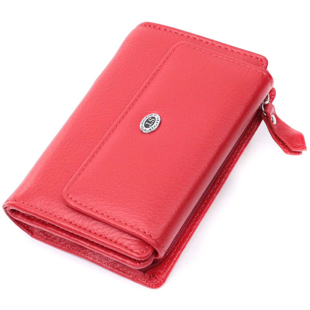 Ідеальний гаманець з монетницею із натуральної шкіри ST Leather Червоний