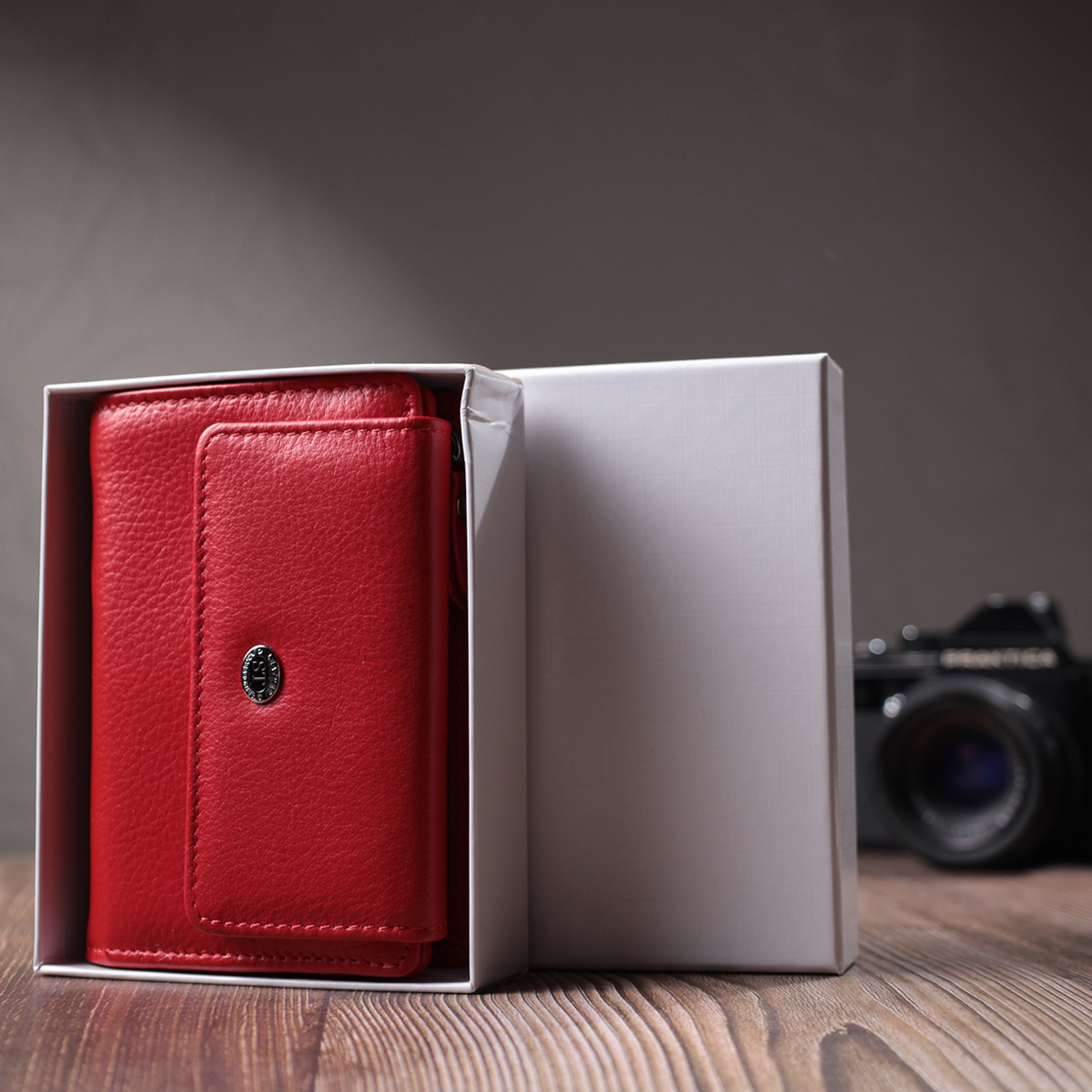 Ідеальний гаманець з монетницею із натуральної шкіри ST Leather Червоний