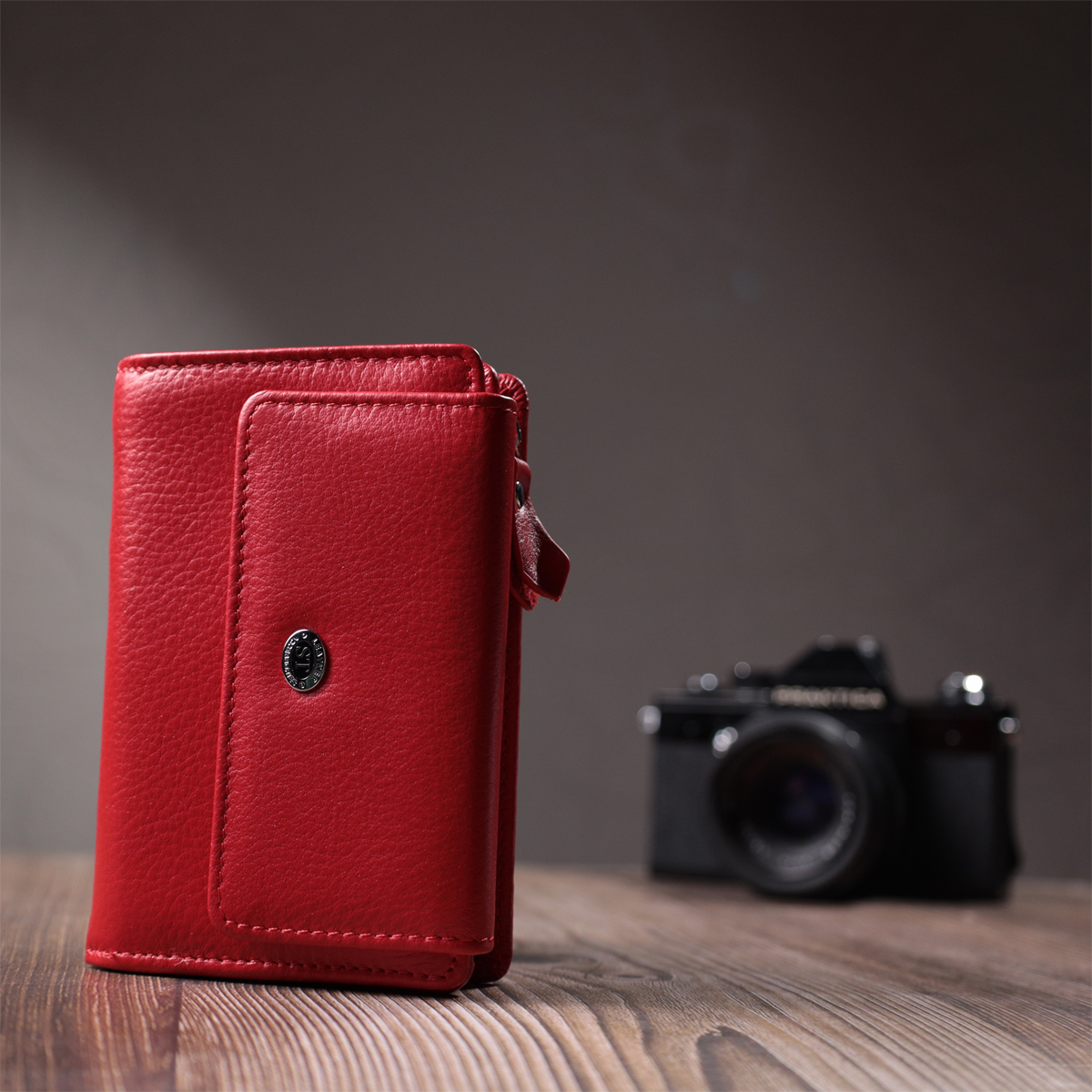 Ідеальний гаманець з монетницею із натуральної шкіри ST Leather Червоний