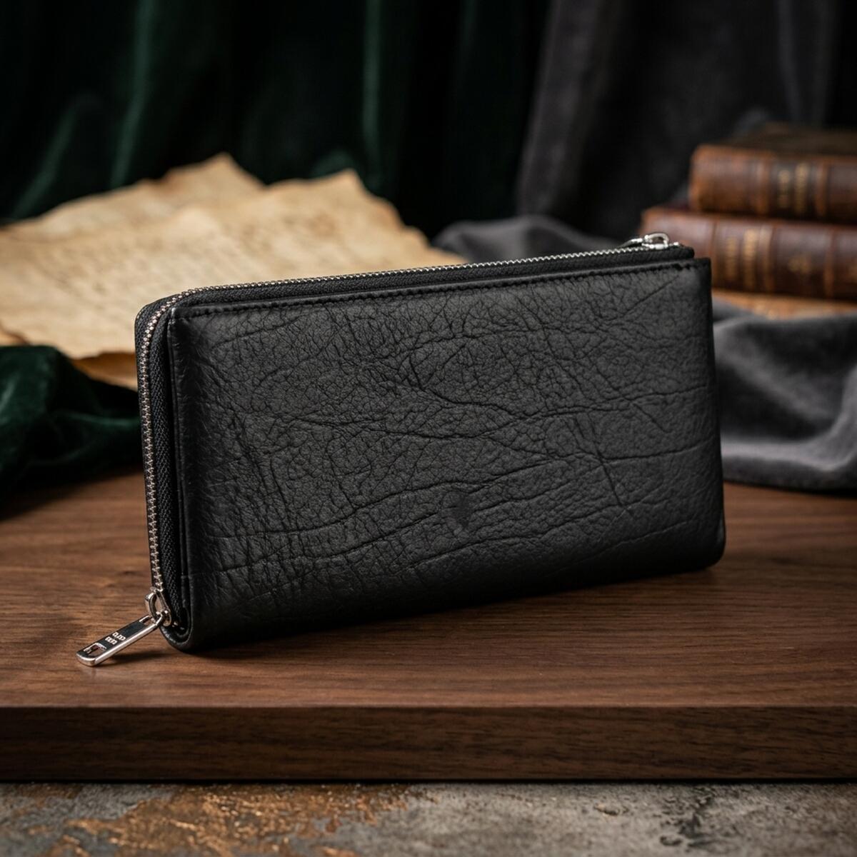 Вертикальний гаманець унісекс із м'якої натуральної шкіри ST Leather Чорний