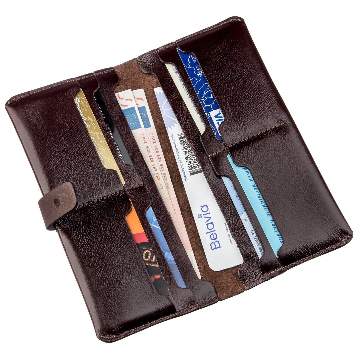 Бумажник вертикальный из кожи алькор SHVIGEL Коричневый