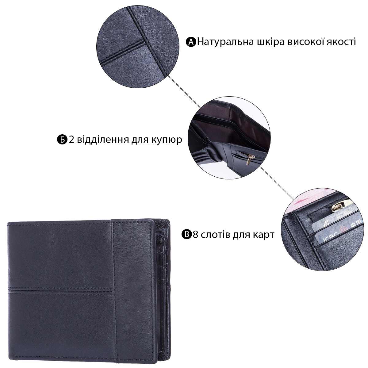 Бумажник горизонтальный Vintage Черный