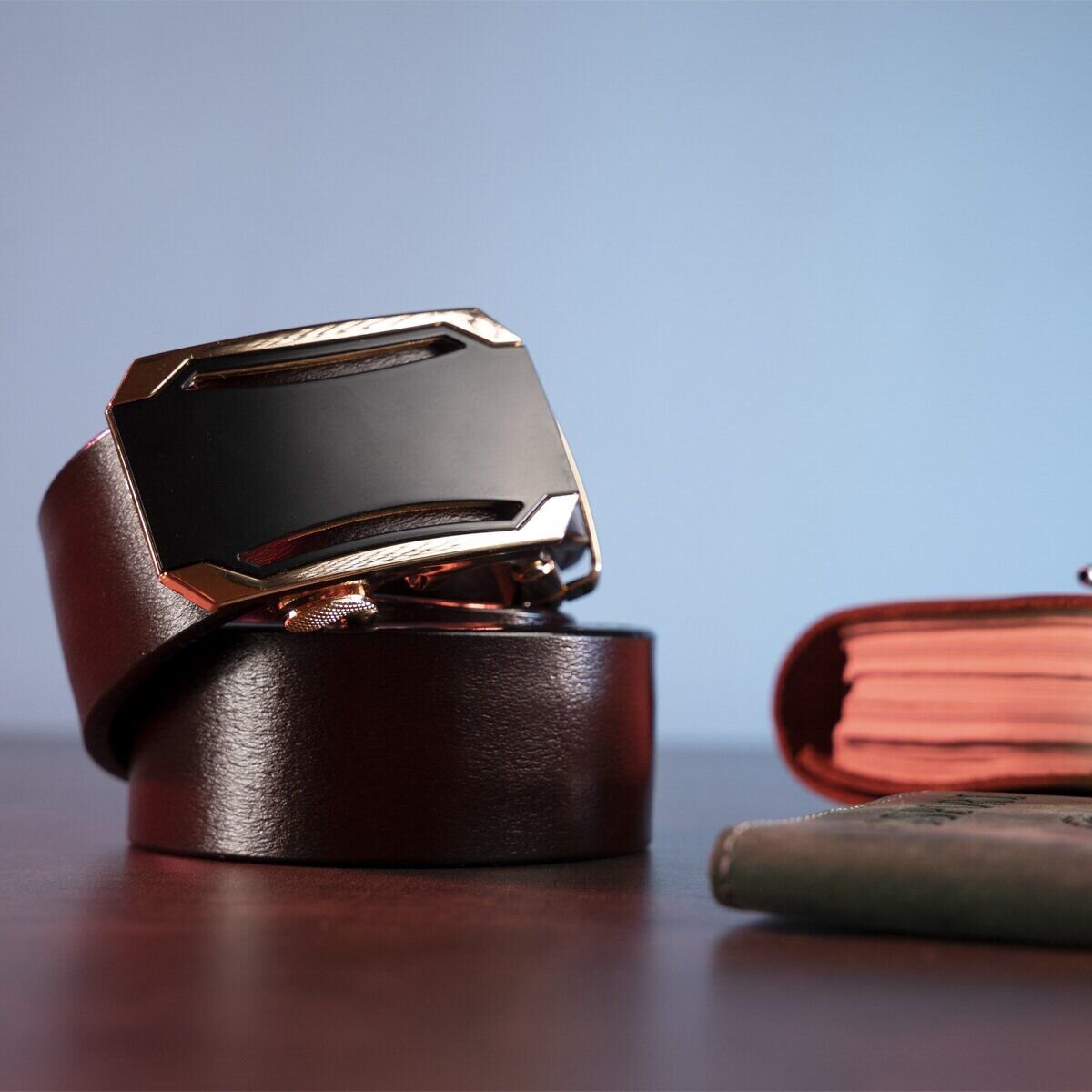 Діловий чоловічий ремінь з автоматичною пряжкою Vintage Коричневий