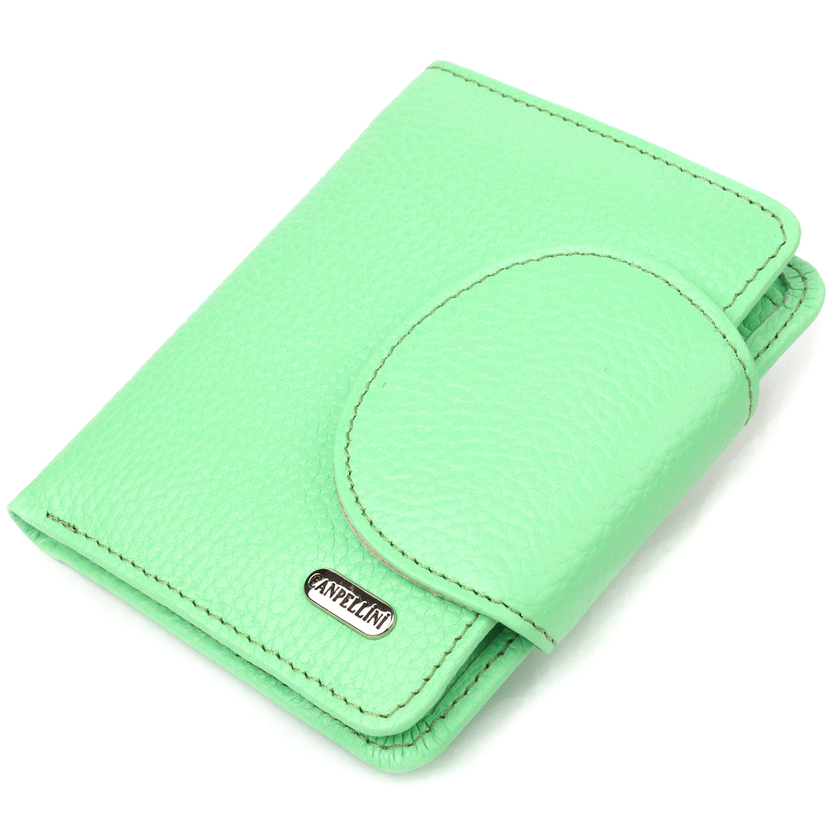 Компактний жіночий гаманець з натуральної шкіри CANPELLINI Салатовий
