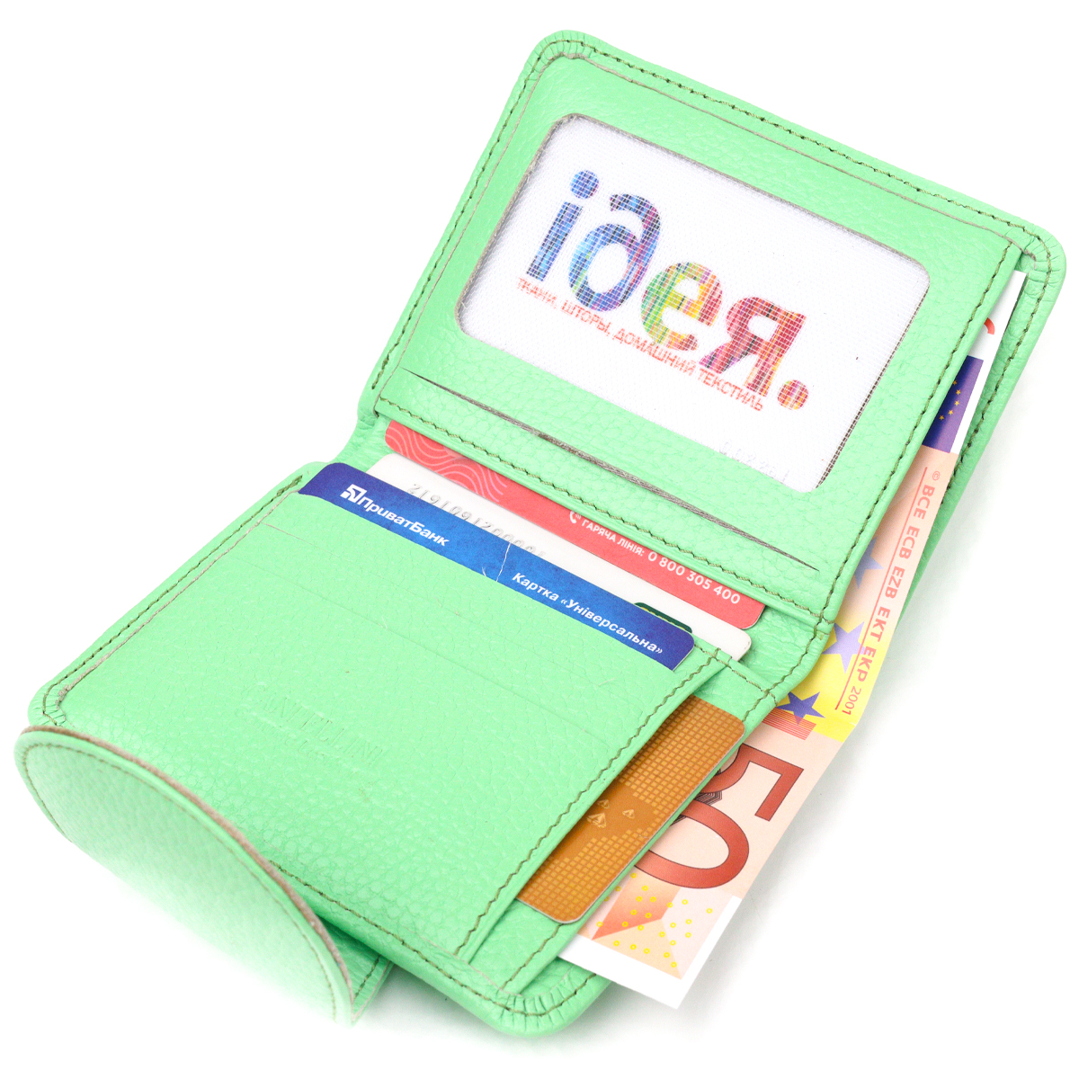 Компактний жіночий гаманець з натуральної шкіри CANPELLINI Салатовий