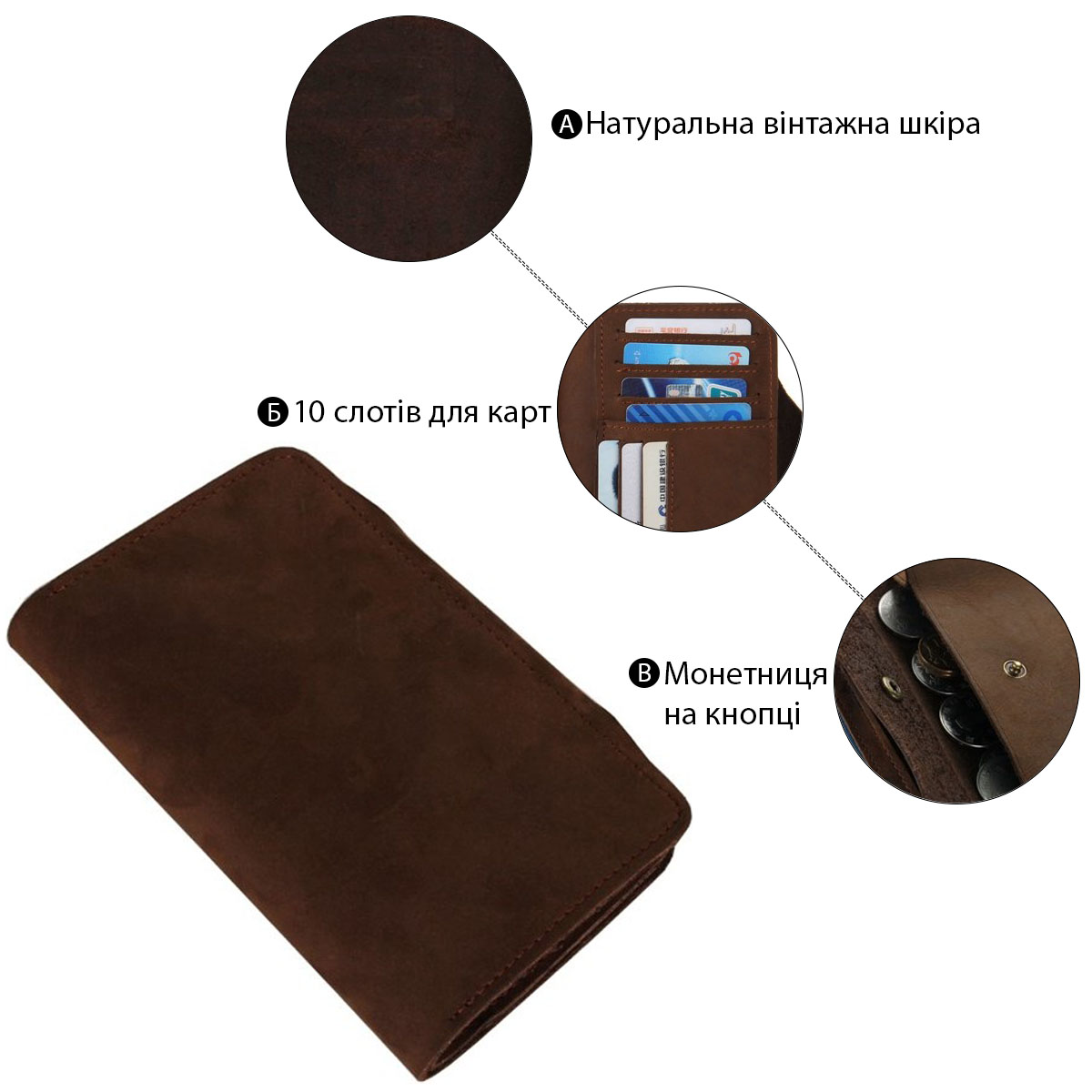 Гаманець чоловічий Vintage Коричневий