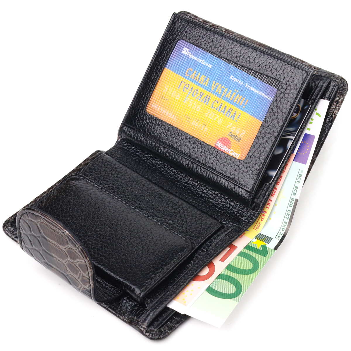 Вместительный вертикальный женский кошелек из натуральной кожи с тиснением под змею CANPELLINI Разноцветный