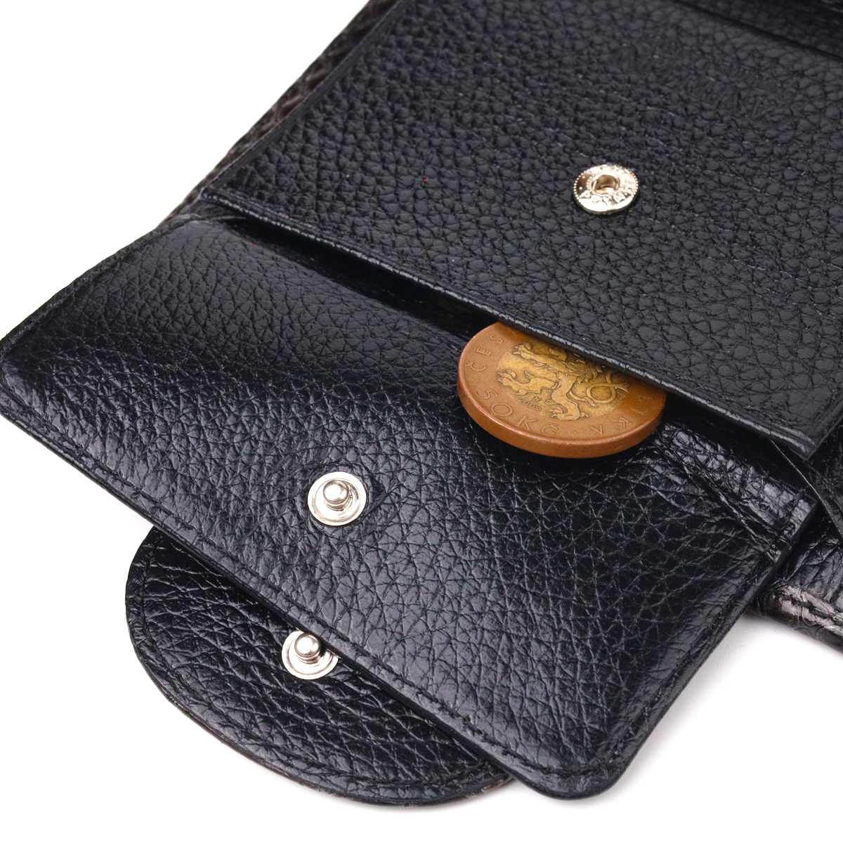 Вместительный вертикальный женский кошелек из натуральной кожи с тиснением под змею CANPELLINI Разноцветный