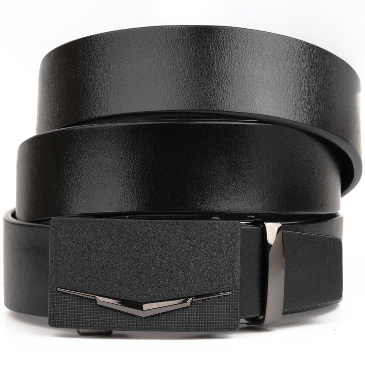 Ремінь чоловічий c матовою зернистою вставкою на пряжці Vintage Чорний