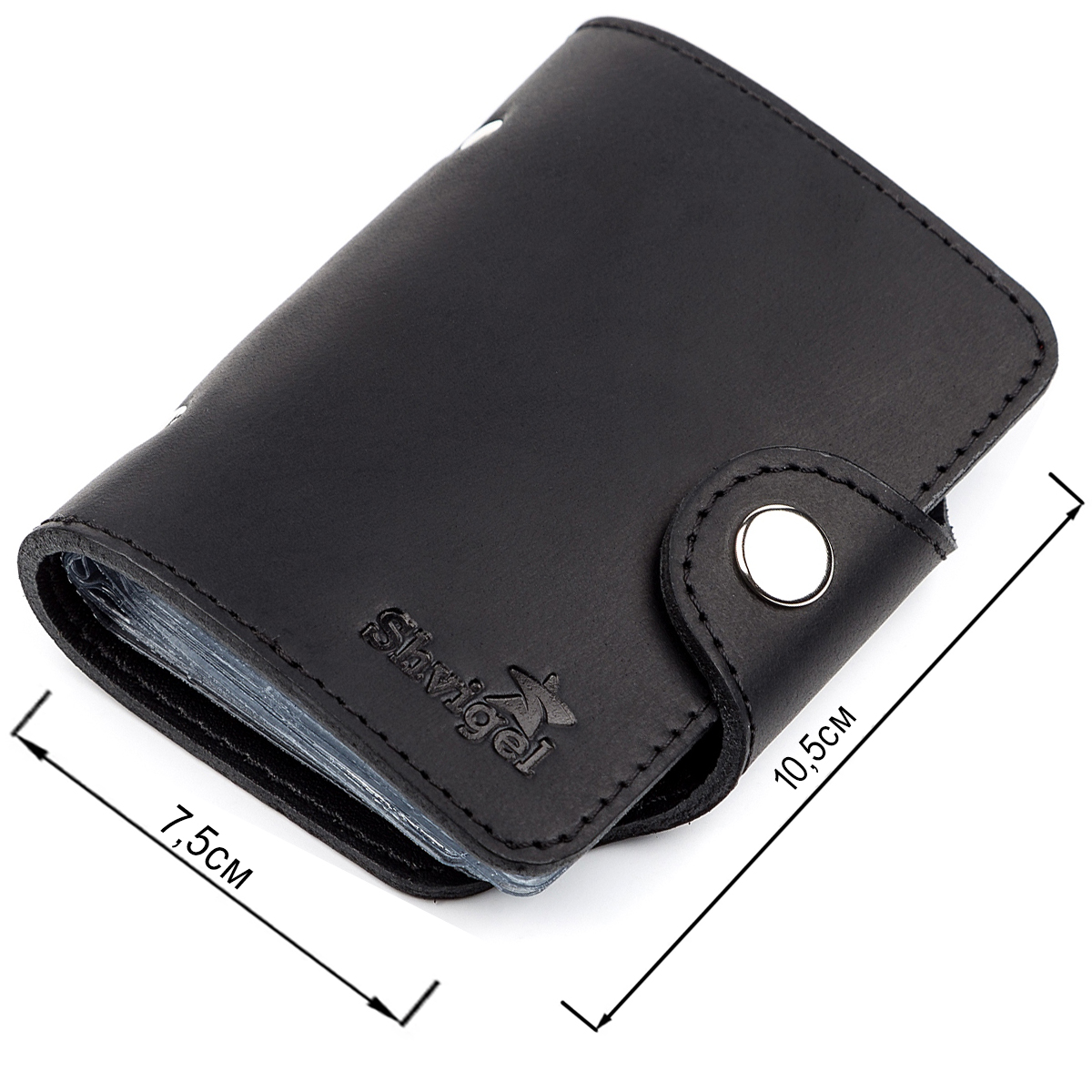 Візитниця вертикальна Shvigel шкіряна Чорна