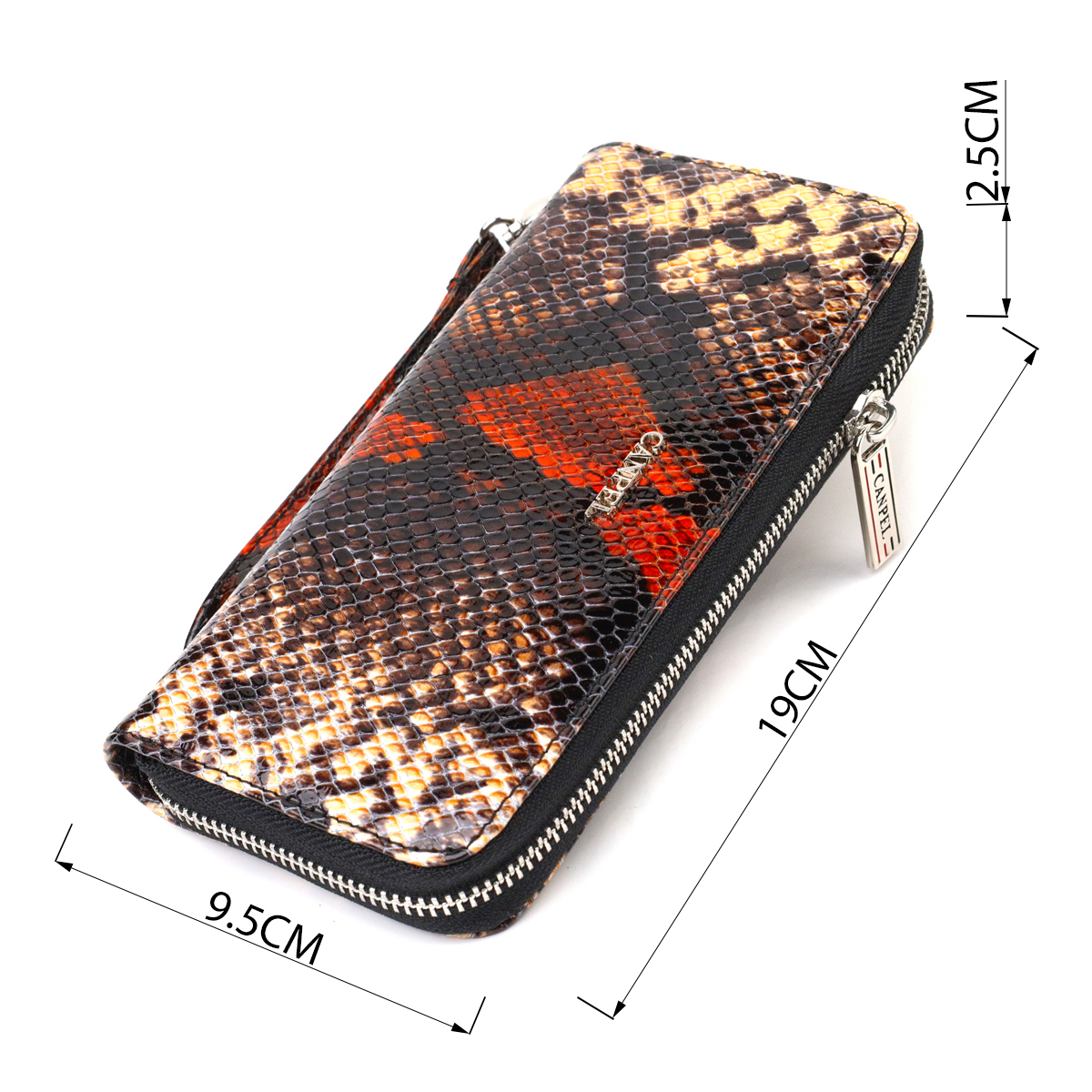 Оригінальний гаманець для жінок з натуральної фактурної шкіри з тисненням під змію CANPELLINI Різнокольоровий