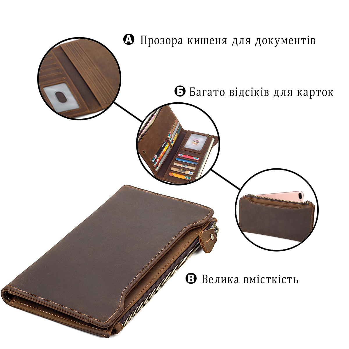 Гаманець Vintage шкіряний Коричневий