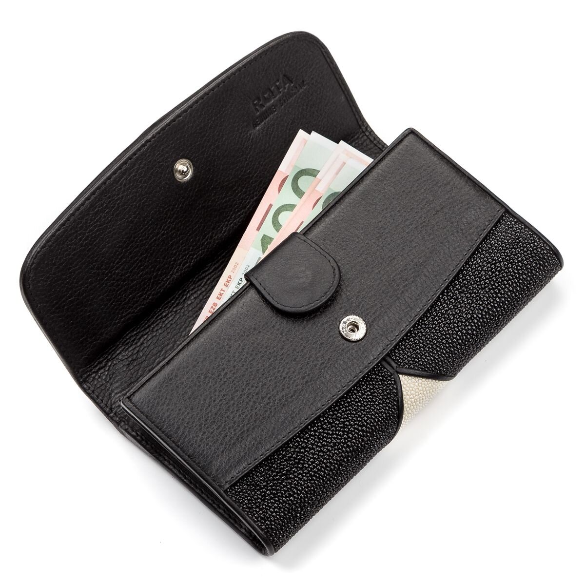 Гаманець жіночий STINGRAY LEATHER з натуральної шкіри морського ската Чорний