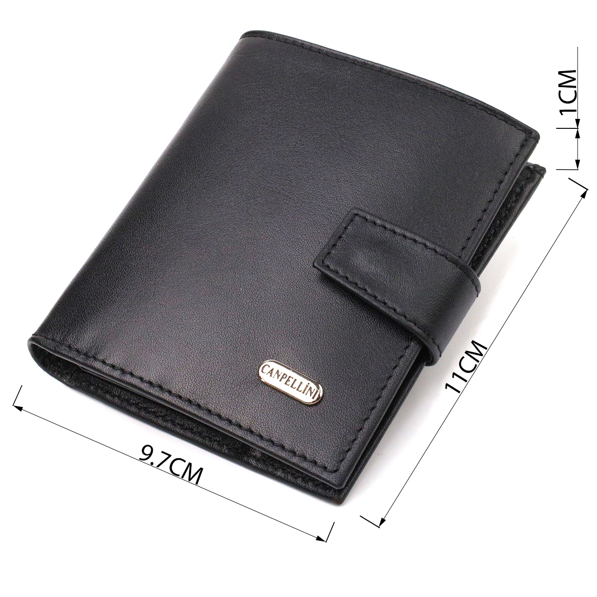 Модный мужской бумажник из натуральной гладкой кожи CANPELLINI Черный