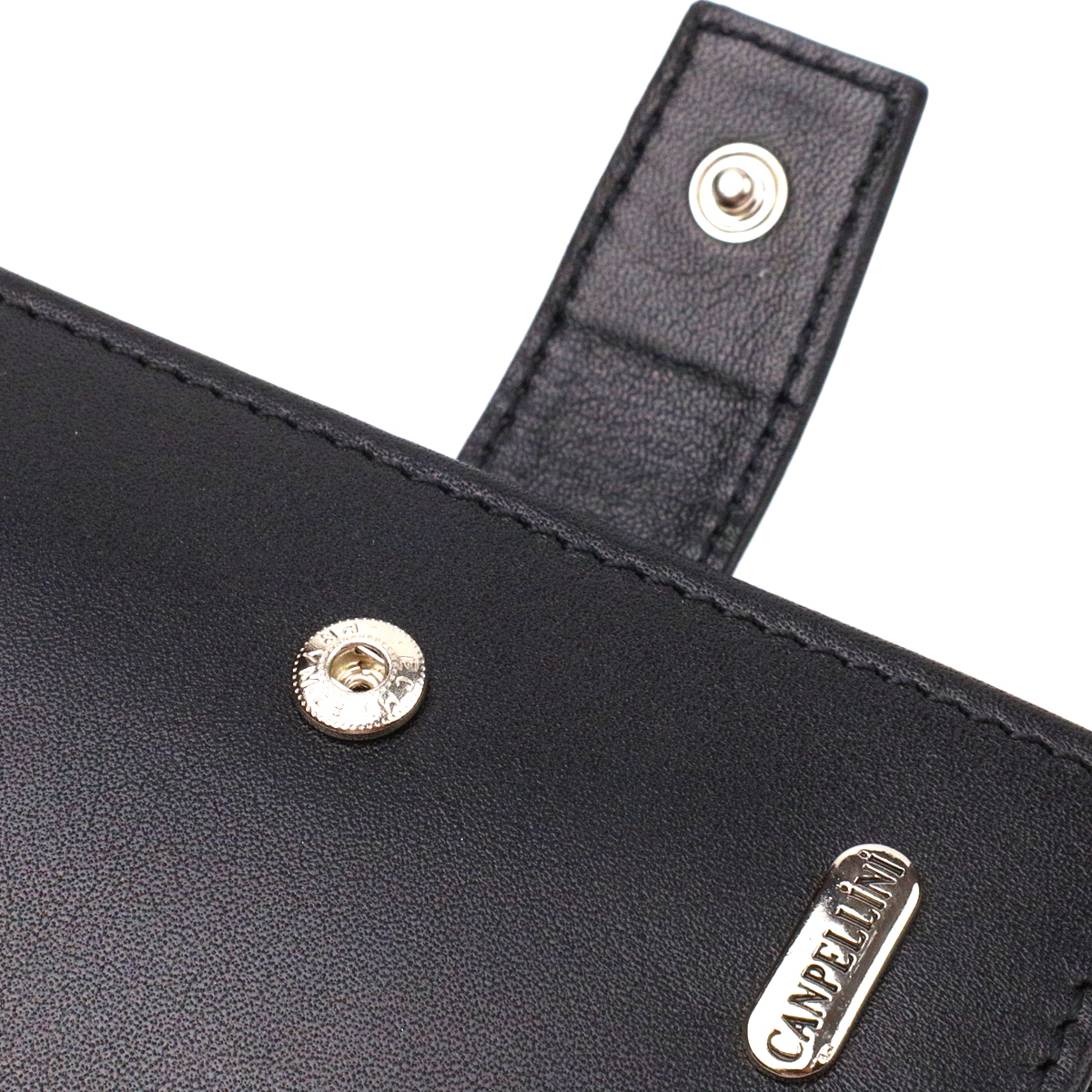 Модный мужской бумажник из натуральной гладкой кожи CANPELLINI Черный