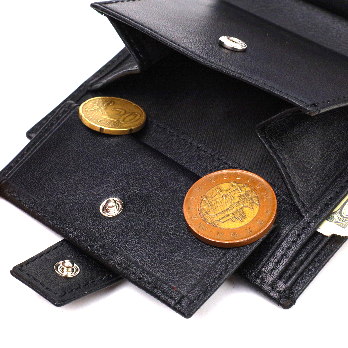 Модный мужской бумажник из натуральной гладкой кожи CANPELLINI Черный