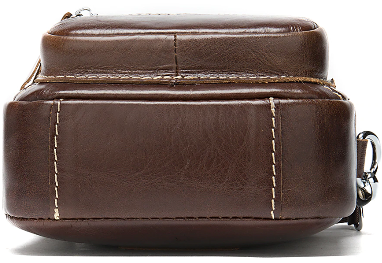 Сумка-барсетка на пояс мужская кожаная Vintage Коричневая