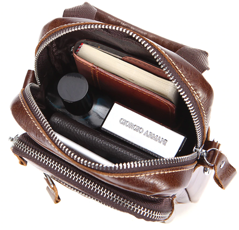 Сумка-барсетка на пояс мужская кожаная Vintage Коричневая