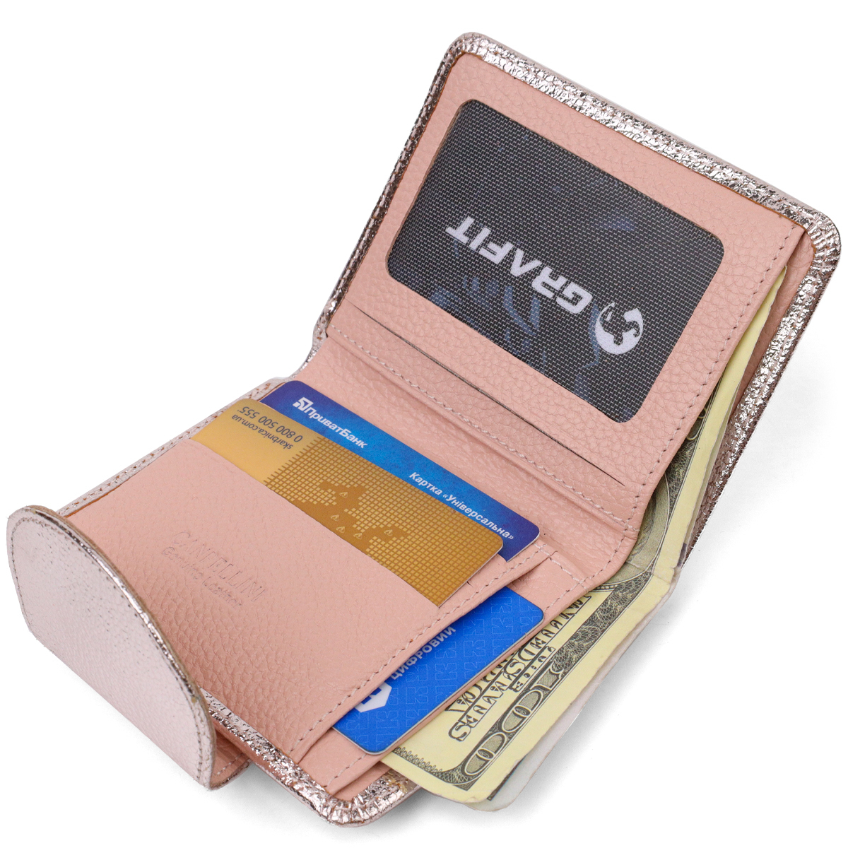 Яркое женское портмоне среднего размера из натуральной кожи CANPELLINI Золотистое