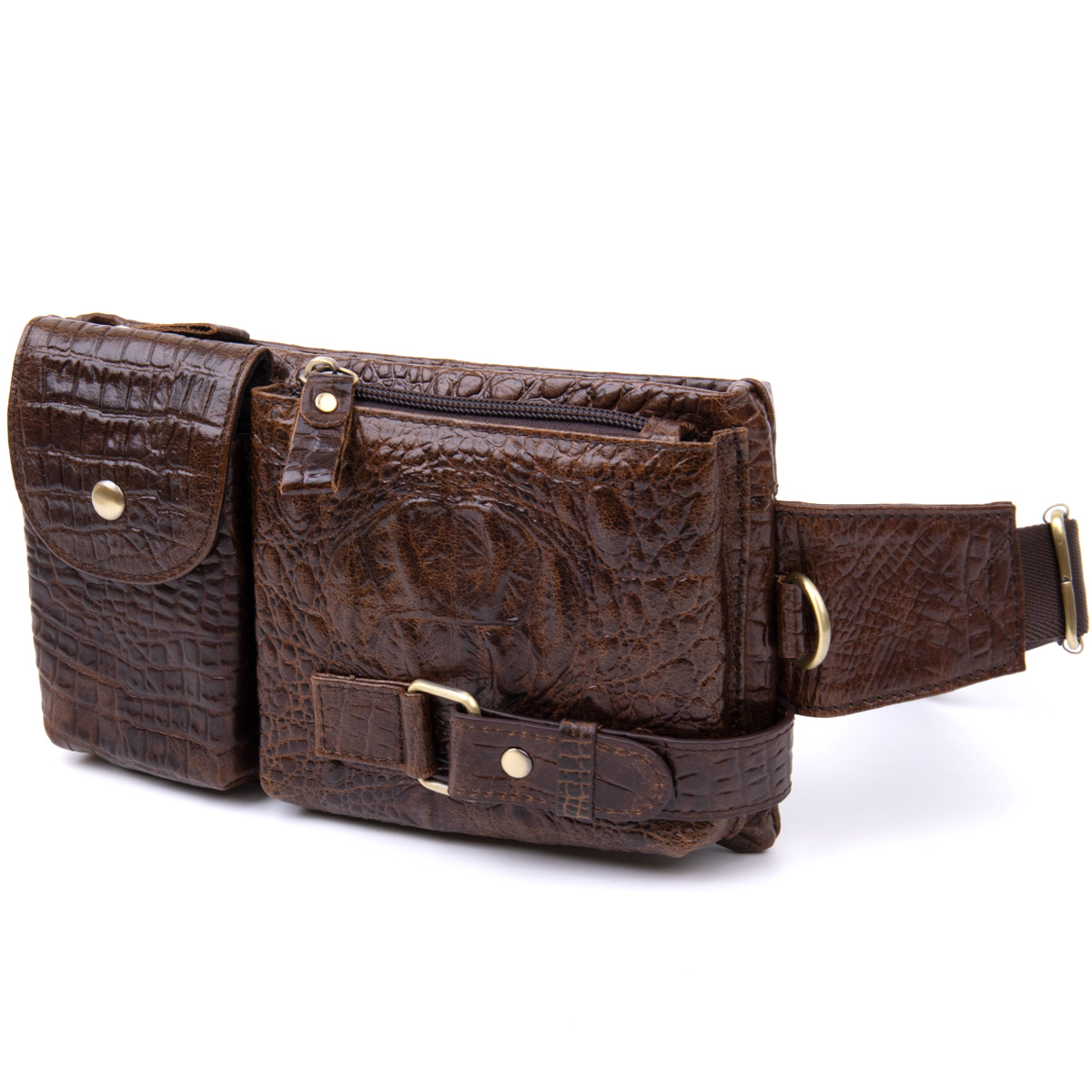 Бананка поясна під шкіру рептилії унісекс Vintage Коричнева