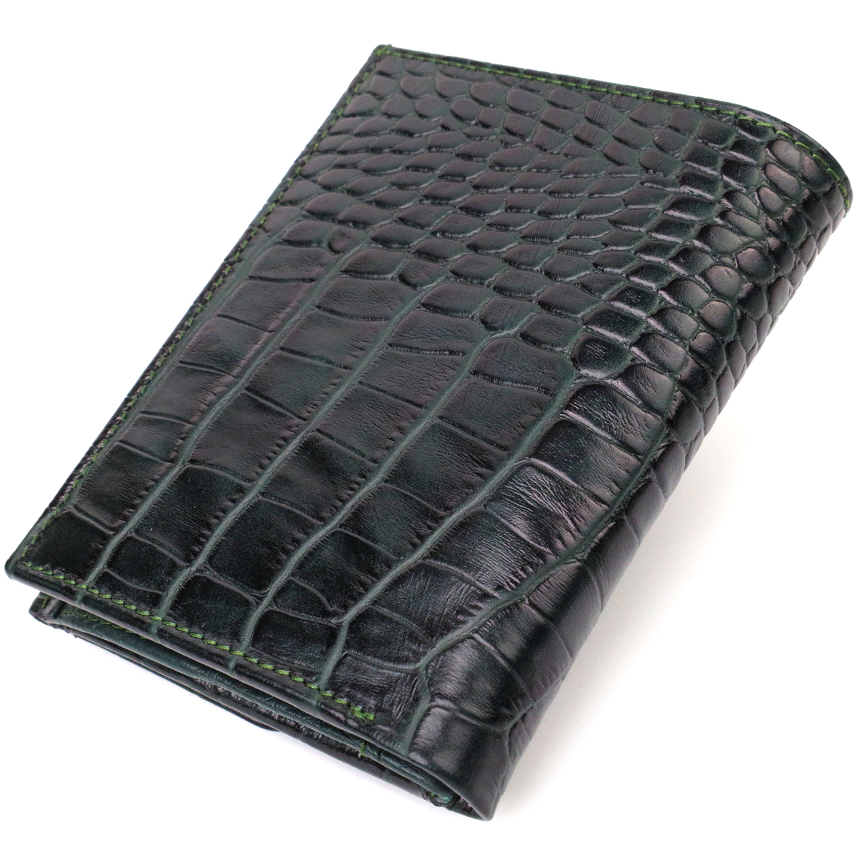Красивый кошелек для женщин среднего размера из натуральной кожи с тиснением под крокодила CANPELLINI Зеленый