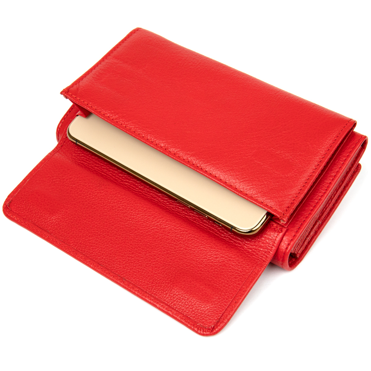 Жіночий шкіряний гаманець для карток купюр та монет ST Leather Червоний