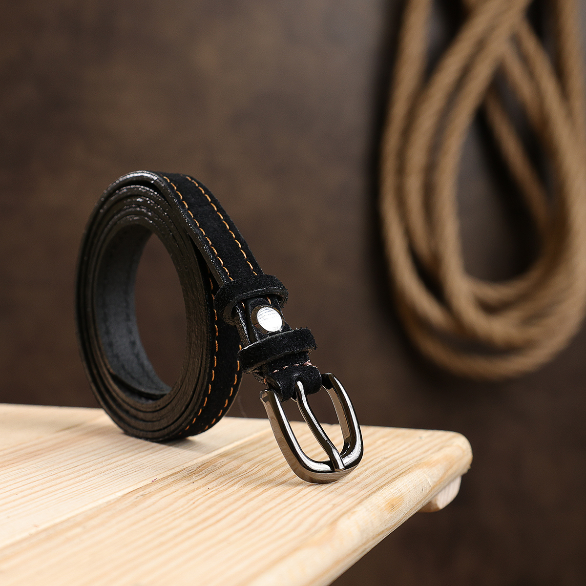 Замшевий жіночий ремінь Vintage Чорний