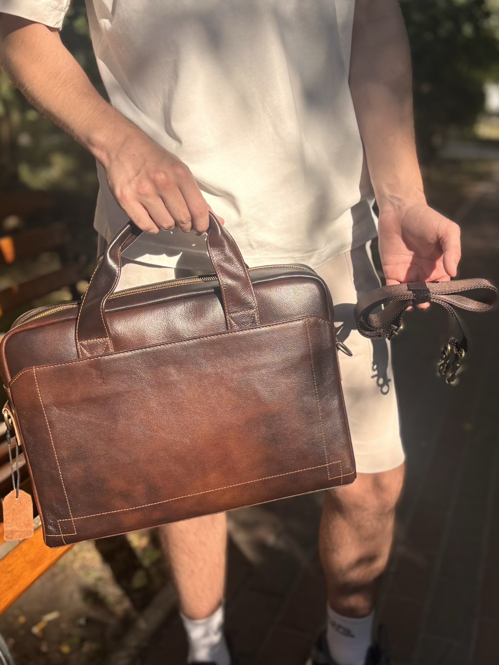 Сумка шкіряна для ноутбука Vintage Коричневий