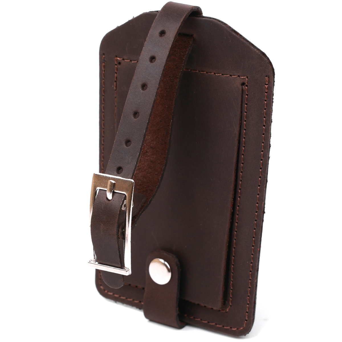 Вінтажна бірка на валізу з натуральної шкіри Shvigel Коричневий