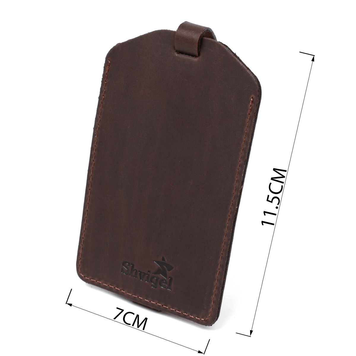 Вінтажна бірка на валізу з натуральної шкіри Shvigel Коричневий