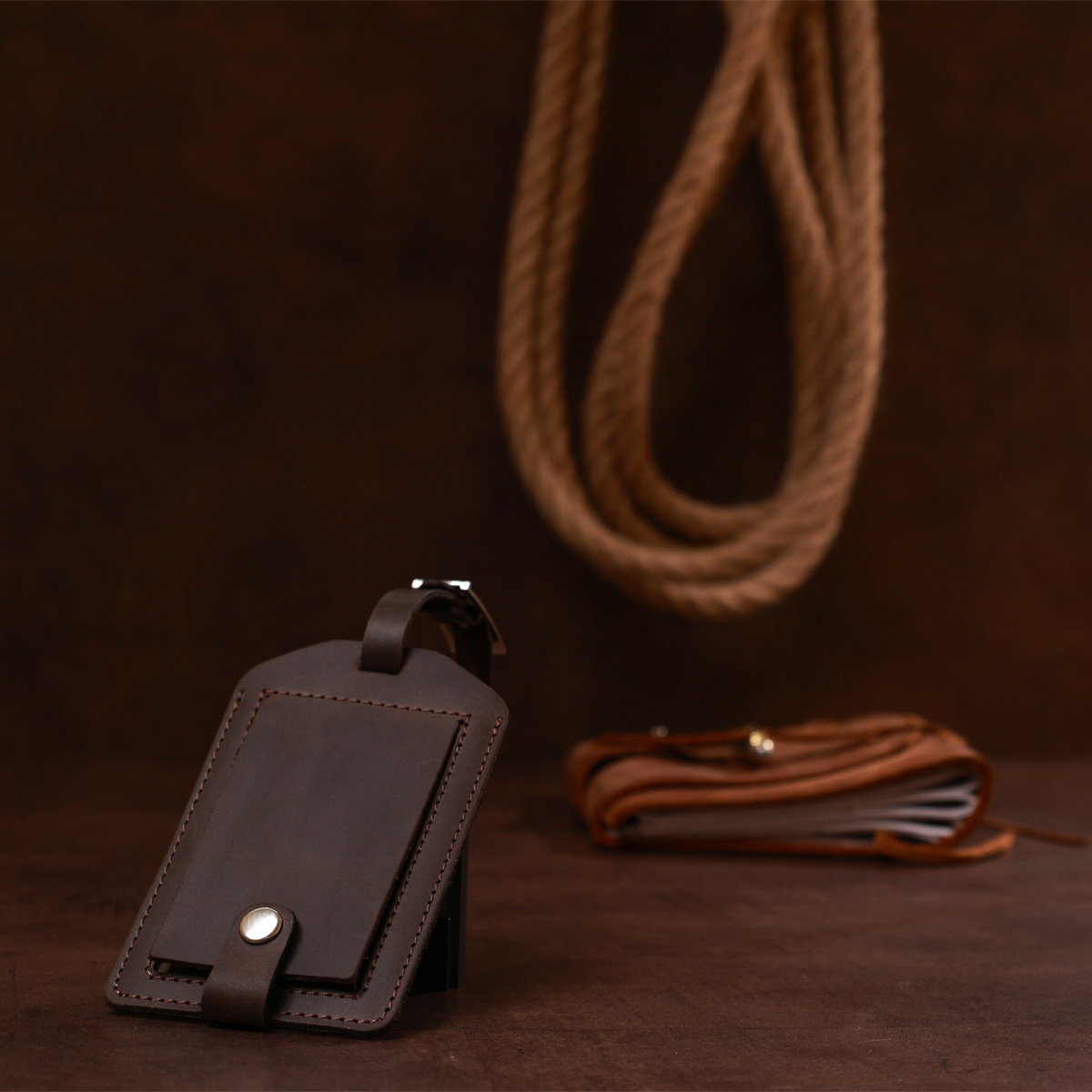 Вінтажна бірка на валізу з натуральної шкіри Shvigel Коричневий