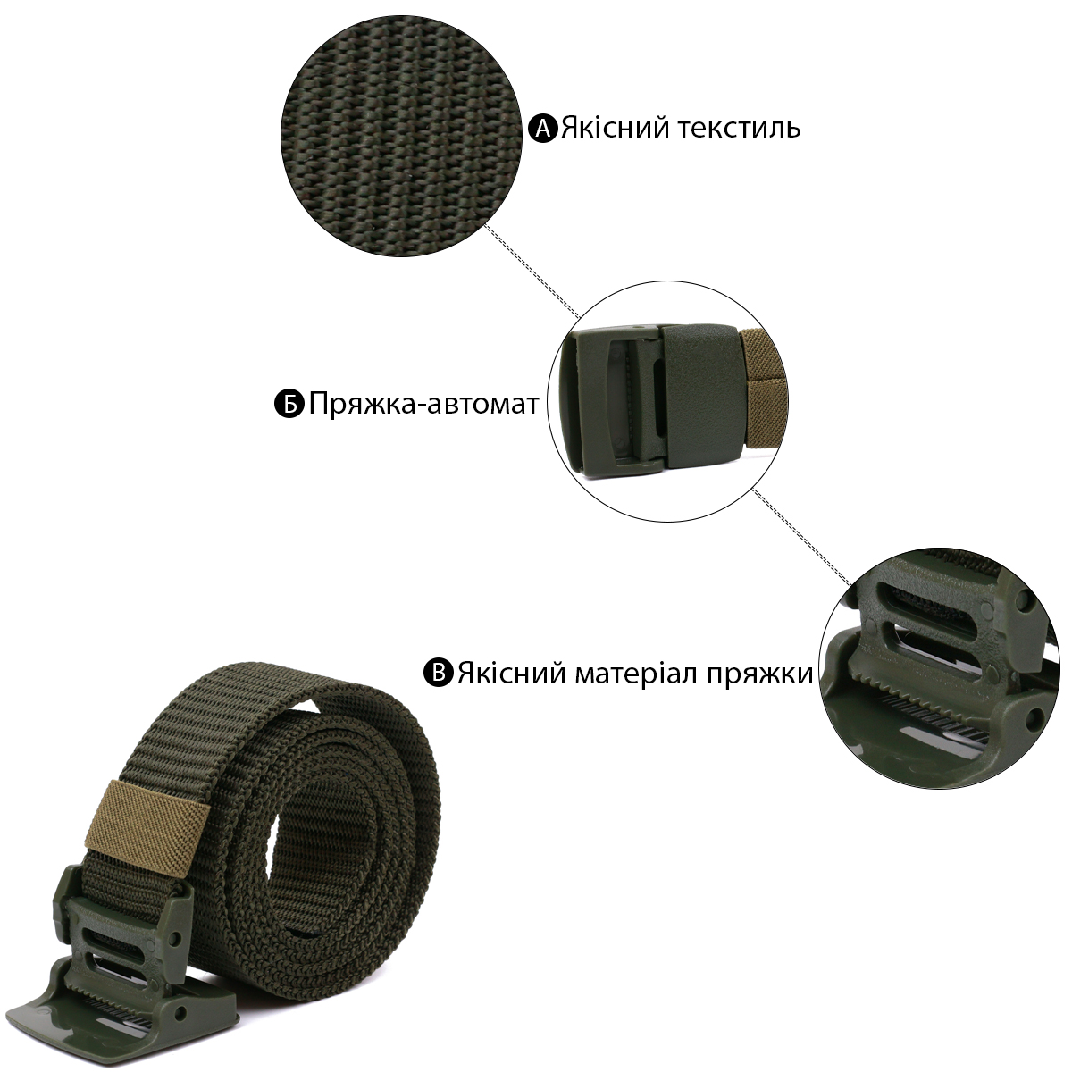 Зручний текстильний чоловічий ремень Vintage Зелений