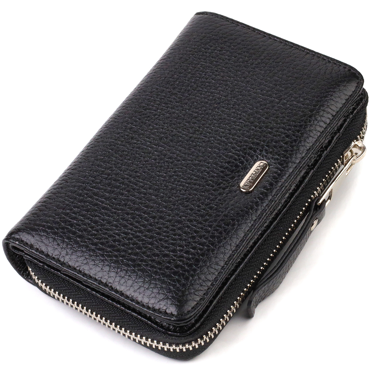 Класичне жіноче портмоне середнього розміру з натуральної шкіри CANPELLINI Чорне