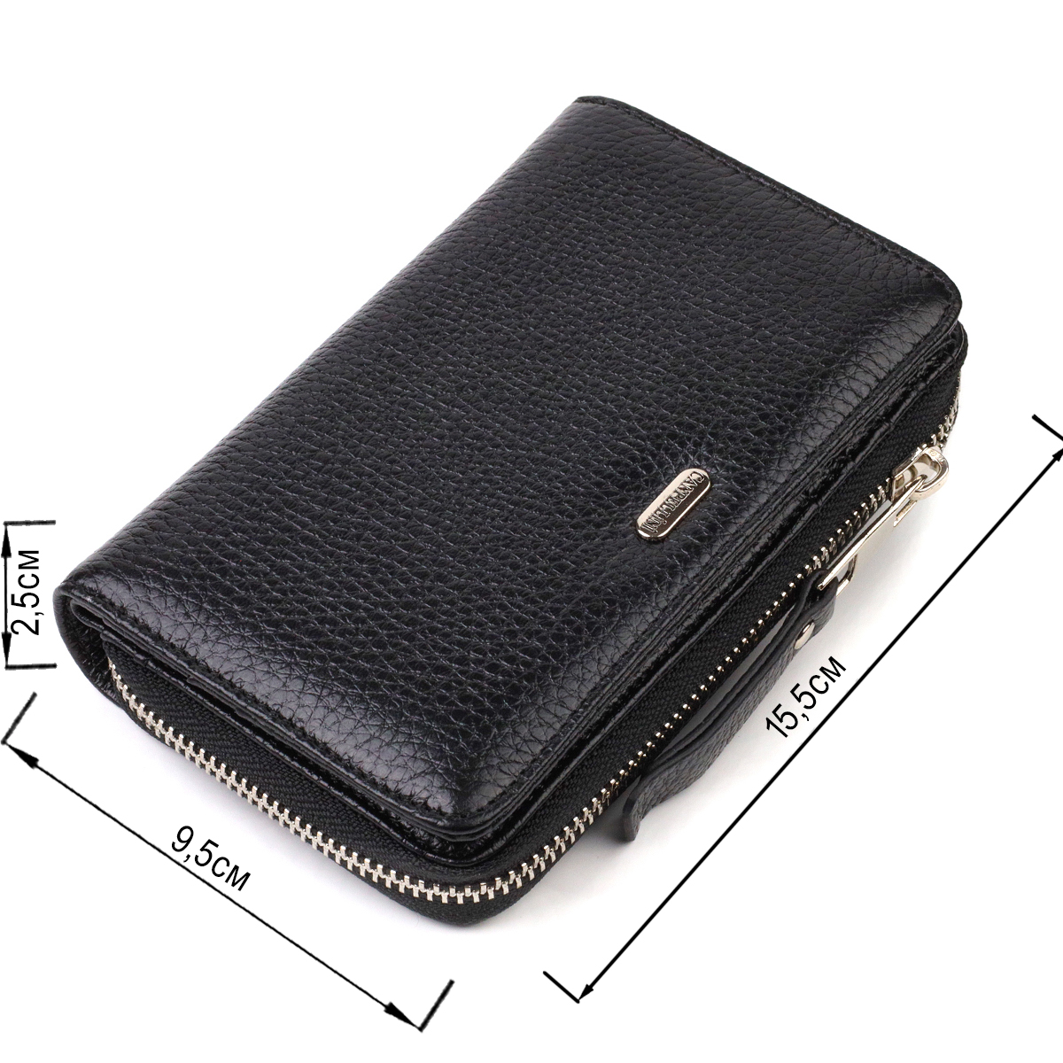 Класичне жіноче портмоне середнього розміру з натуральної шкіри CANPELLINI Чорне