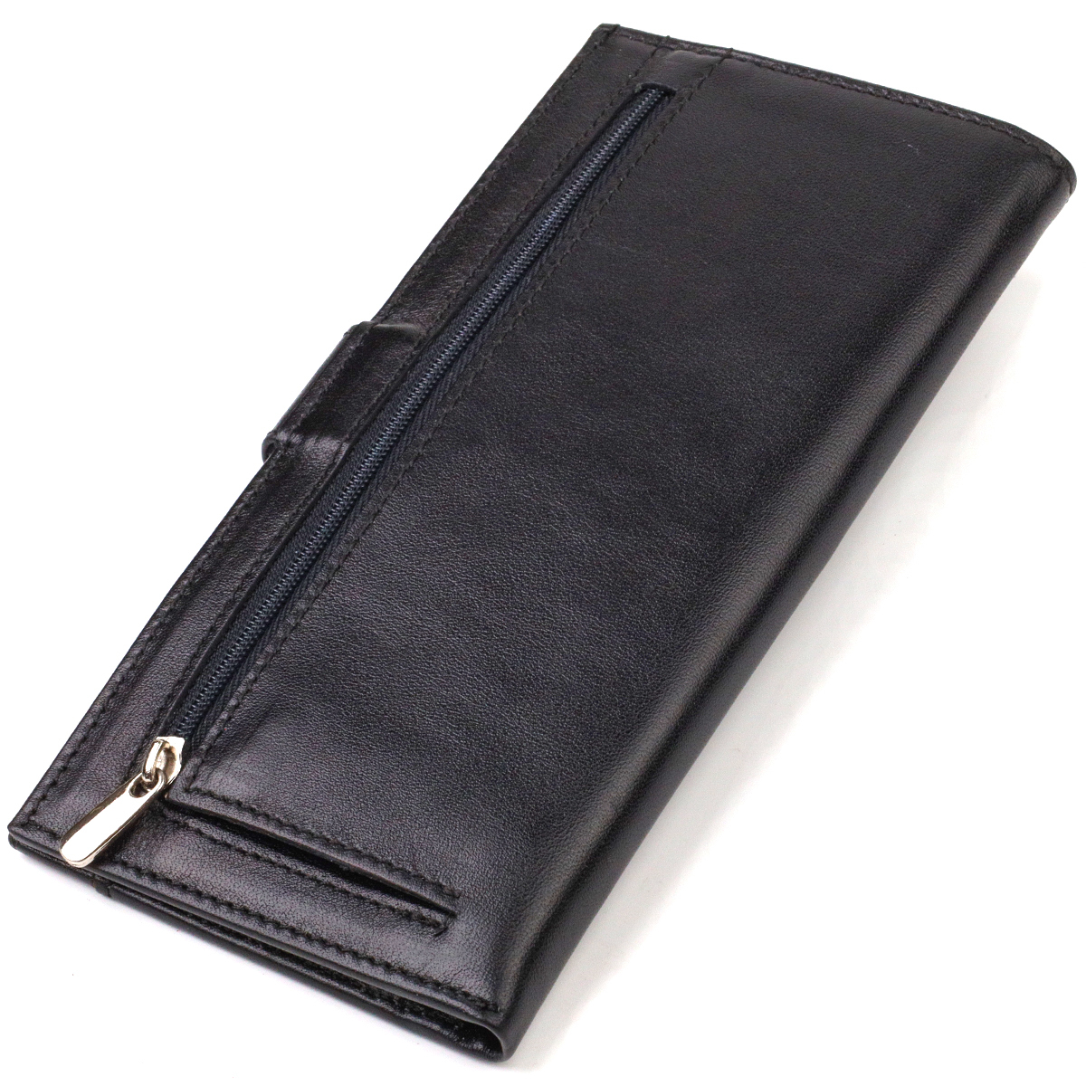 Вузький купюрник для чоловіків з натуральної гладкої шкіри CANPELLINI Чорний