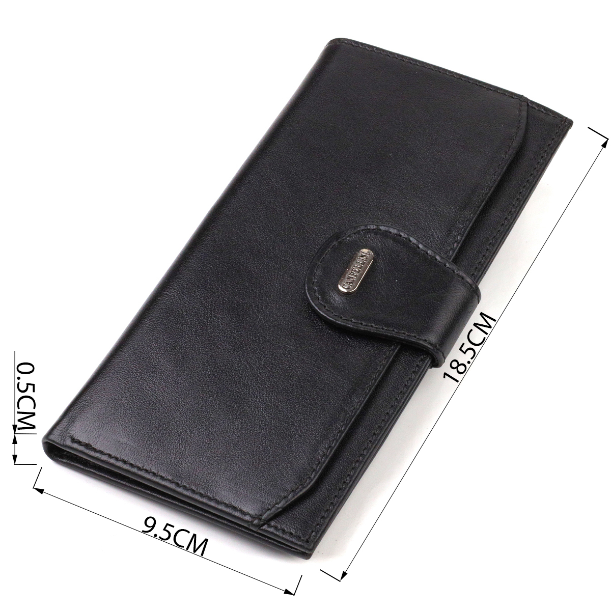 Вузький купюрник для чоловіків з натуральної гладкої шкіри CANPELLINI Чорний