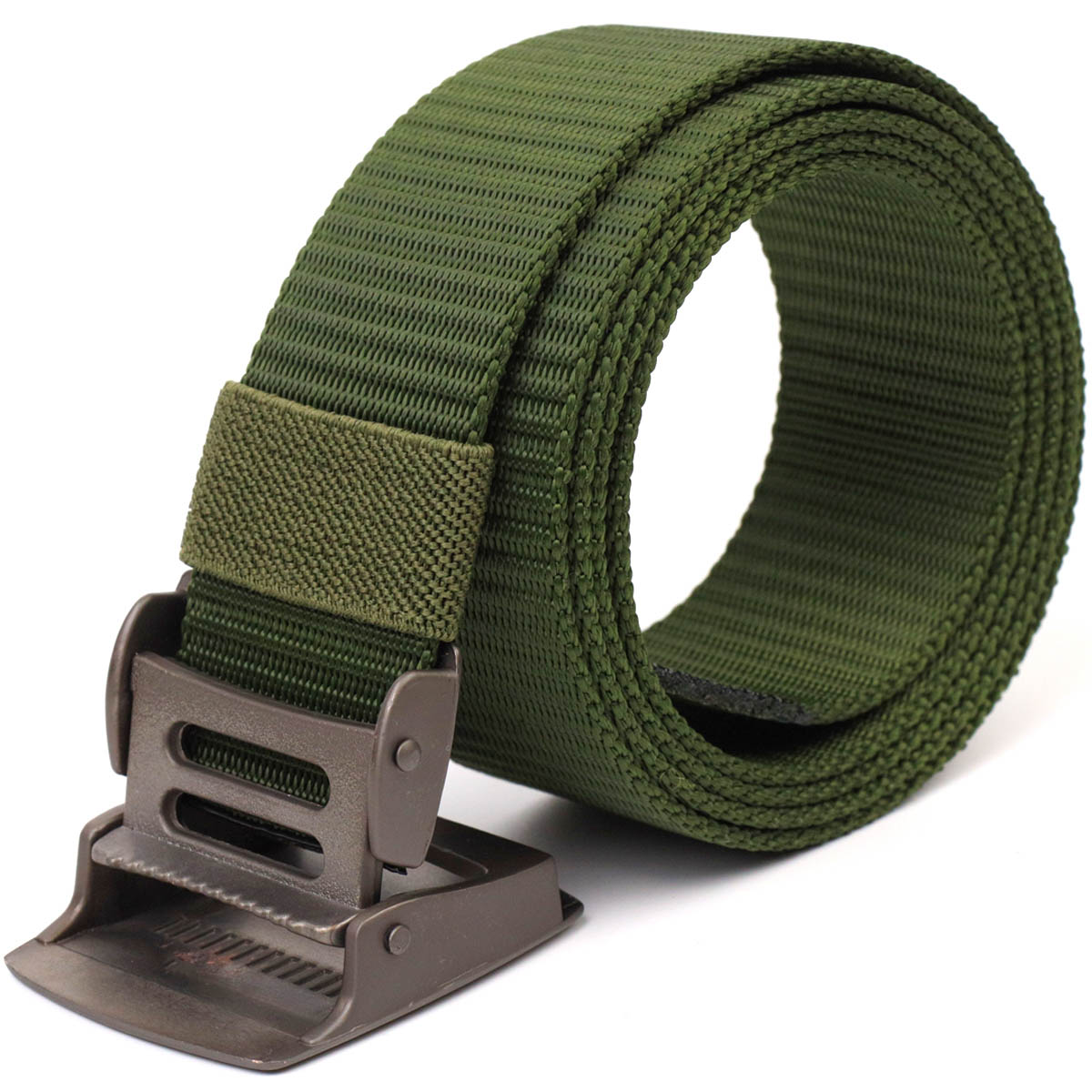 Міцний чоловічий ремінь з металевою пряжкою з текстилю Vintage Зелений